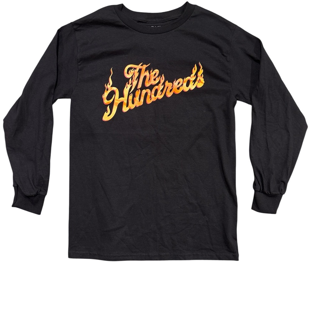 The Hundreds Black Long Sleeve Tee with Yellow Flame Logo